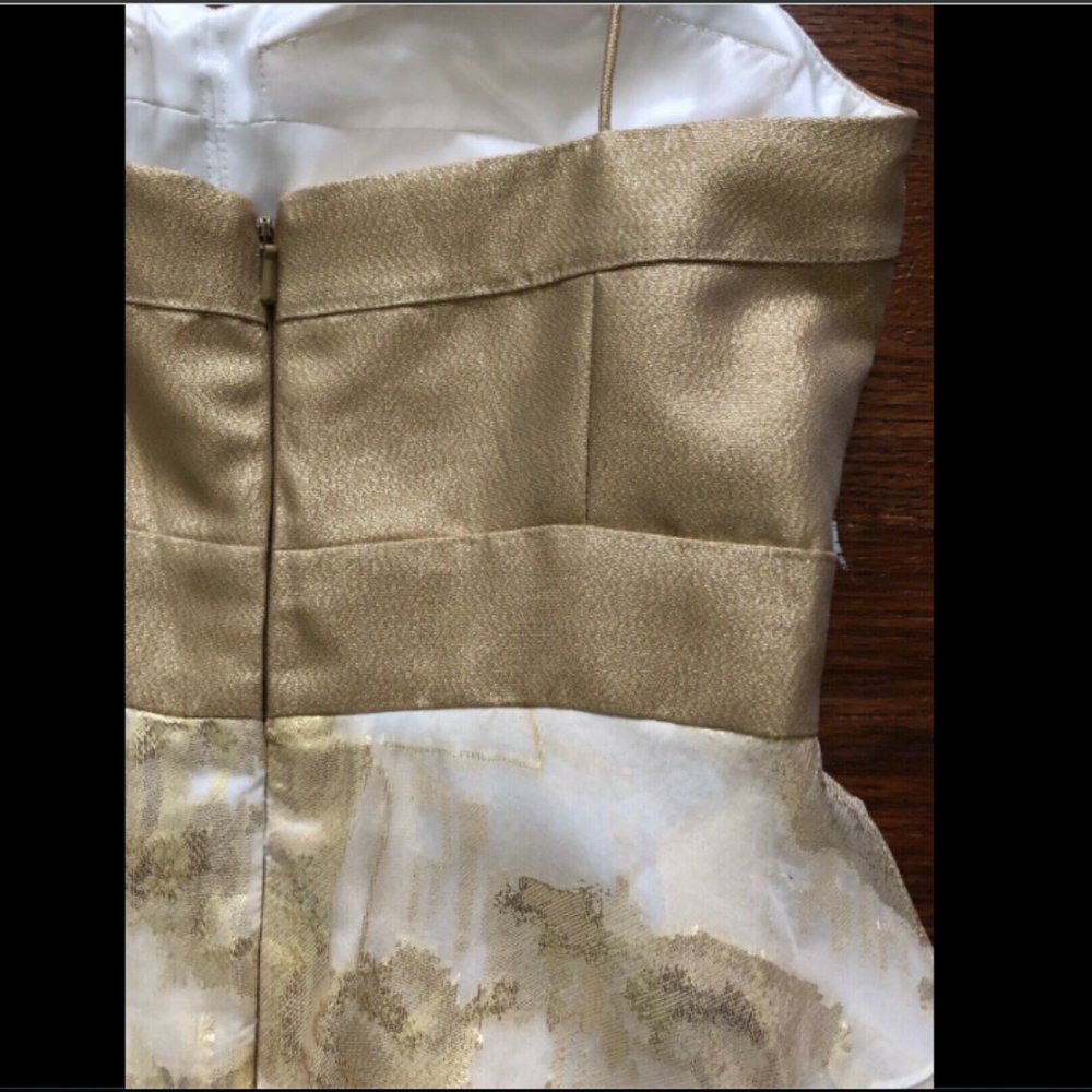 Aidan Mattox Gold Silk Tiered Cocktail Dress - Picture 3 of 8
